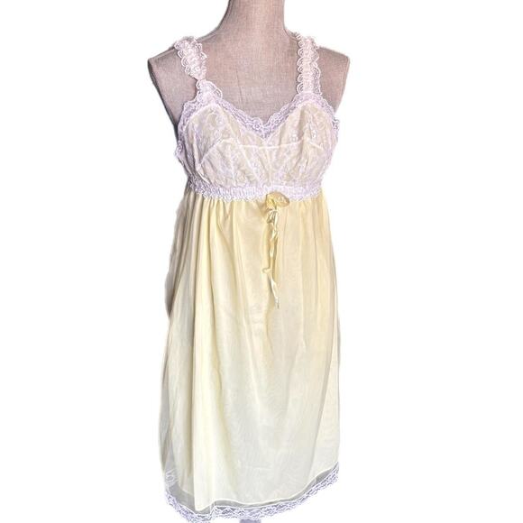 1950s nwt yellow lace midi slip - Picture 1 of 5